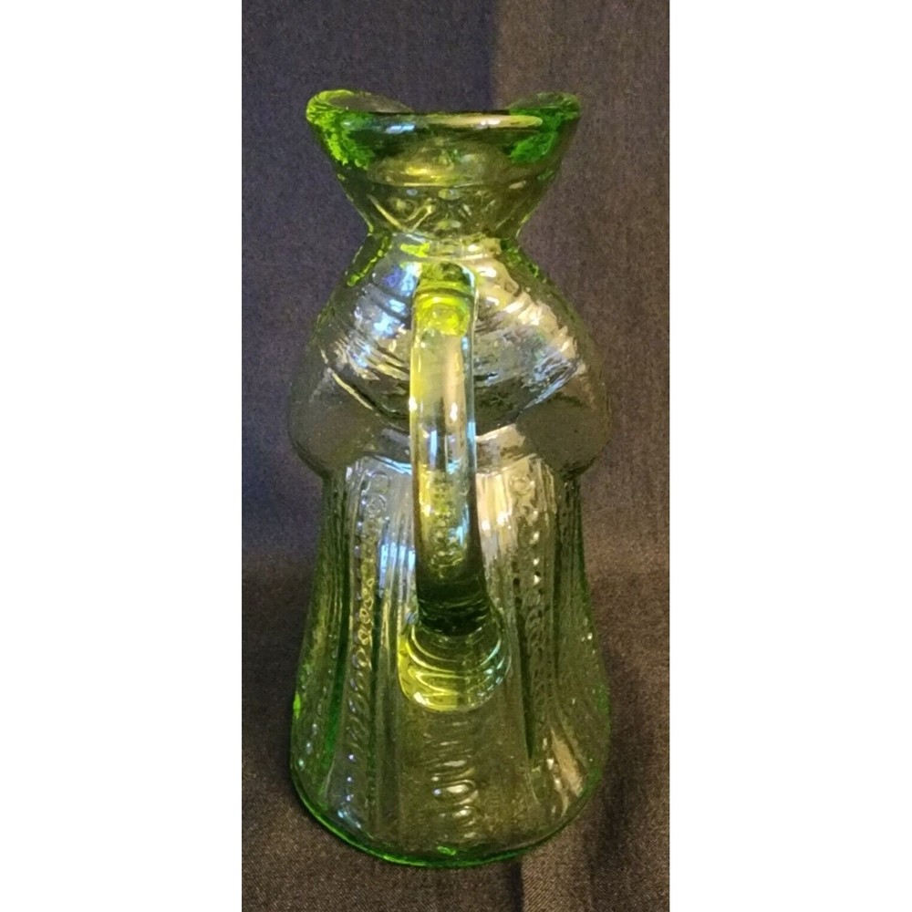 Kanawha Art Glass Colonial Lady Woman Lime Green Presse Glass Toby Syrup… - Picture 3 of 7